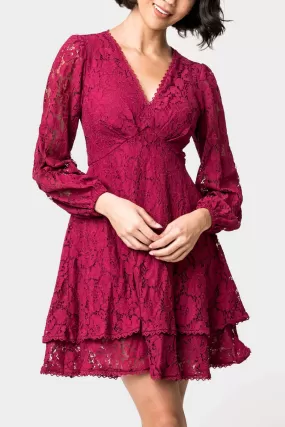 Fit and Flare Lace Dress with Layered Skirt