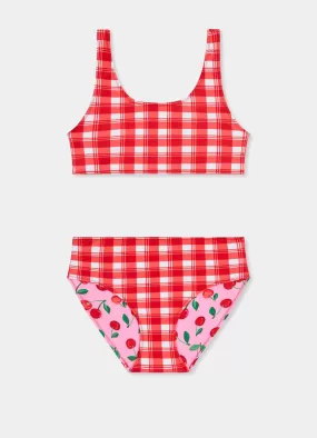 Girls Reversible Bikini - Cherry Check