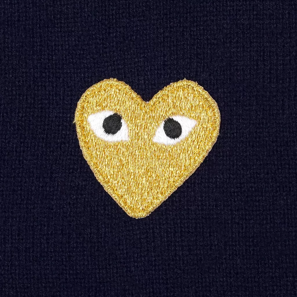 Gold Heart Sweater - Navy