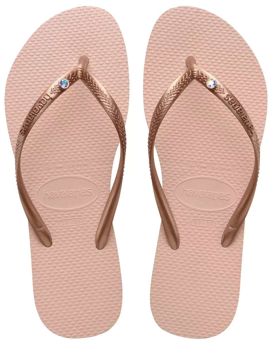 Havaianas Slim Crystal In Rose Gold For Women