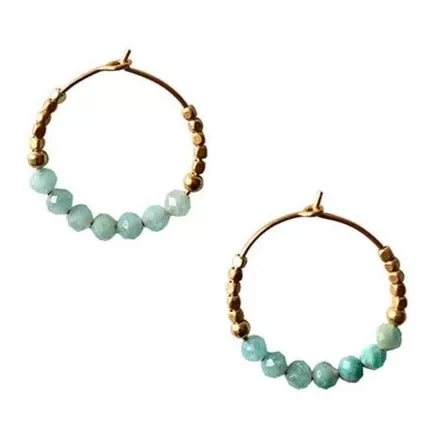 HOOP EARRING STONES AMAZONITE