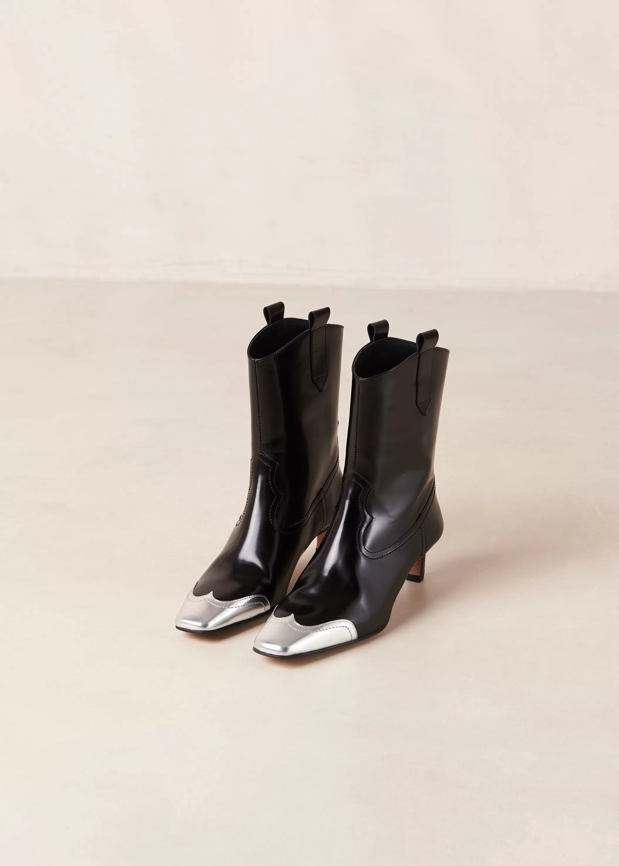 Hudson Shimmer Bicolor Black Silver Leather Ankle Boots