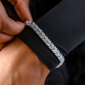 Iced Herringbone Bracelet in White Gold