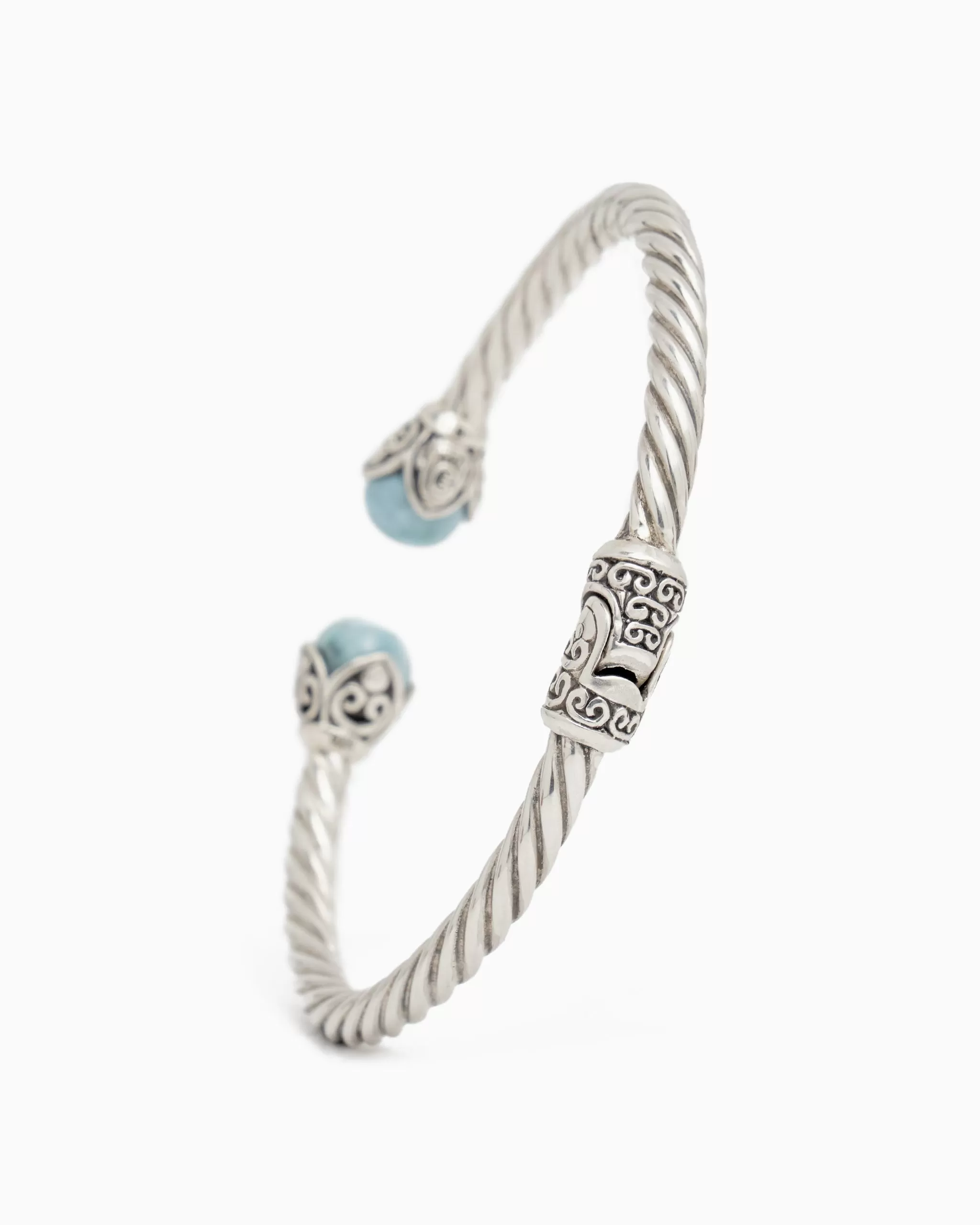 Island Bloom Twisted Hinge Bracelet with Larimar