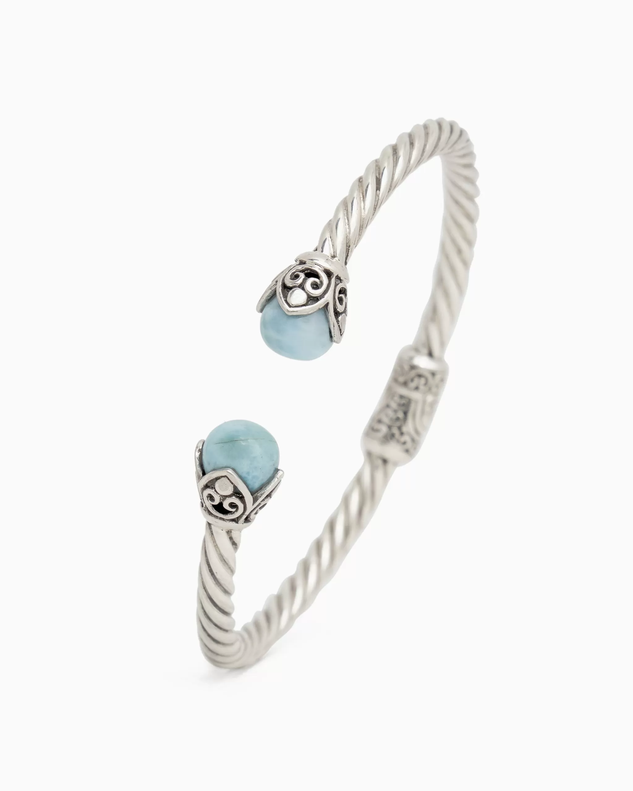 Island Bloom Twisted Hinge Bracelet with Larimar