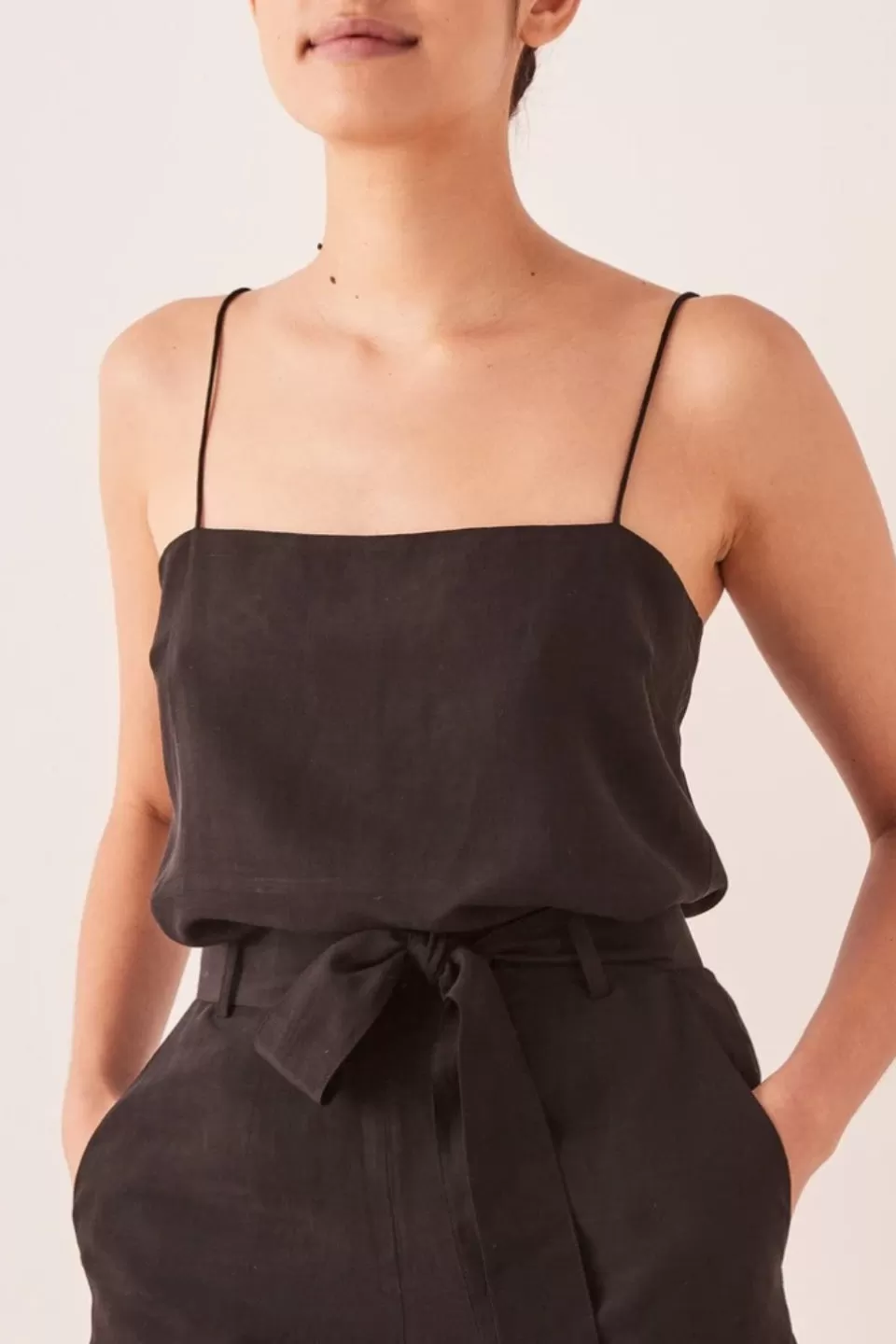 Ivy Black Shoe String Cupro Cami