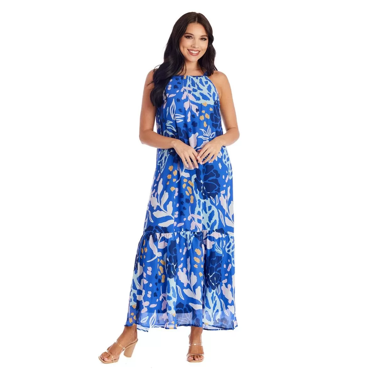 Kallie Blue Leaf Floral Maxi Dress by Mud Pie