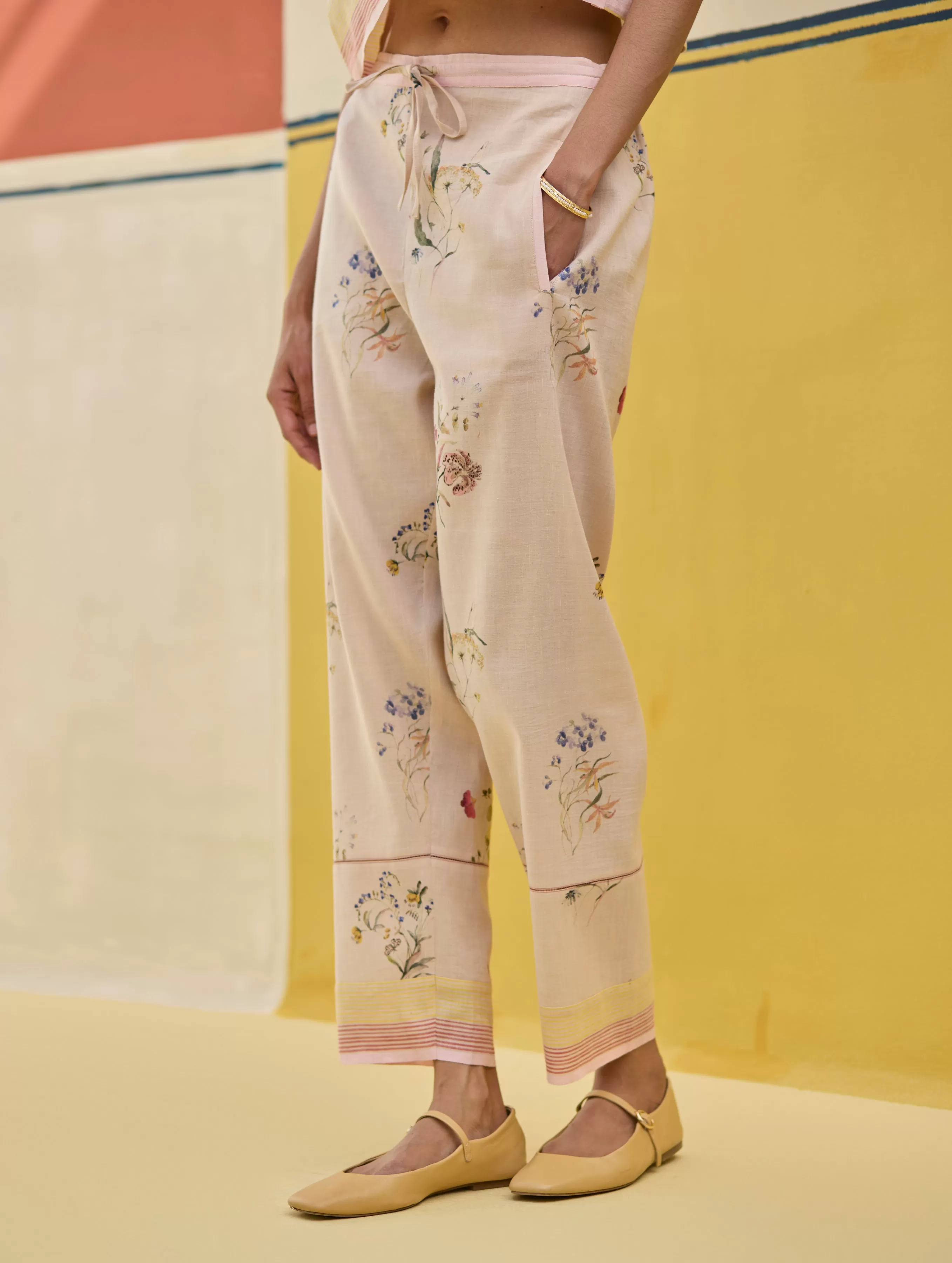 Kera Floral Embroidered Kurta Set
 - Sand