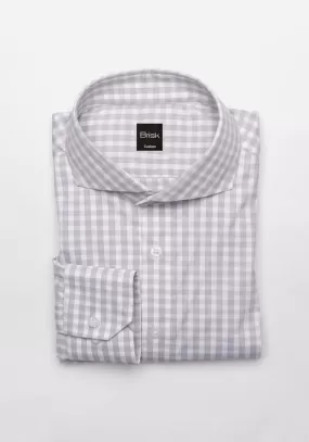 Light Grey Gingham Performance Stretch Shirt - Wrinkle Free