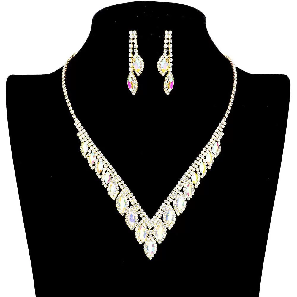 Marquise Stone Accented Rhinestone Necklace