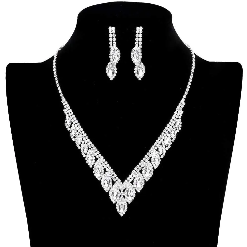 Marquise Stone Accented Rhinestone Necklace