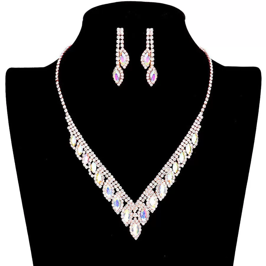 Marquise Stone Accented Rhinestone Necklace