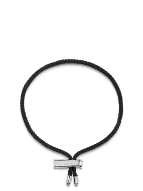 Men's Black String Bracelet with Adjustable Silver Lock