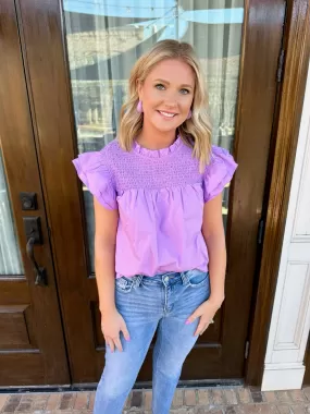 Miles Of Fun Ruffle Sleeve Smocked Top