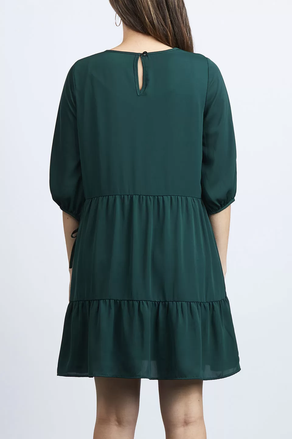 Millie LS Tiered Forest Chiffon Mini Dress