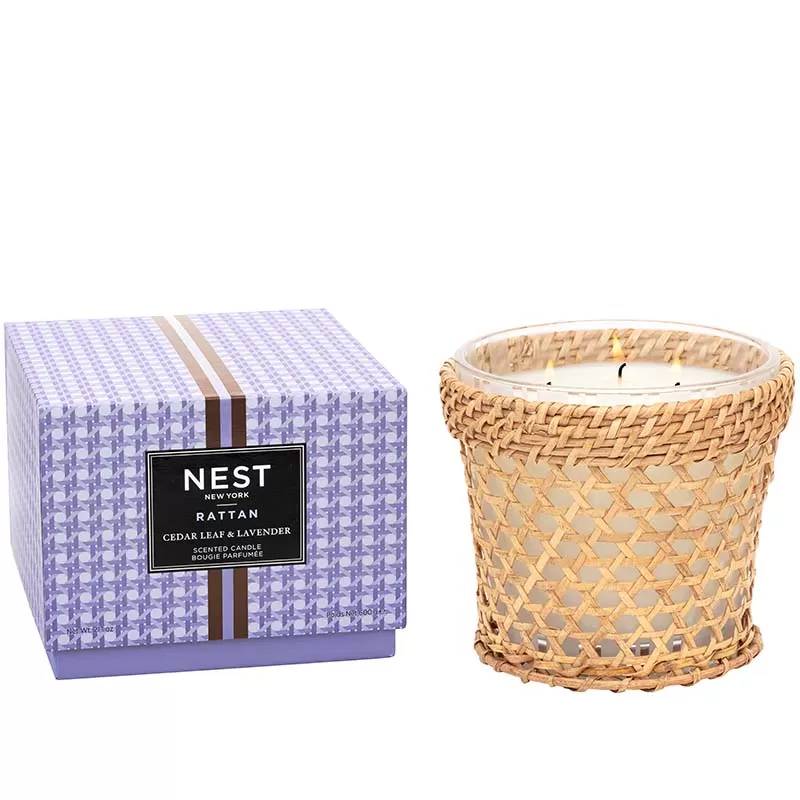 NEST FRAGRANCES | Rattan Cedar Leaf & Lavender 3-Wick Candle