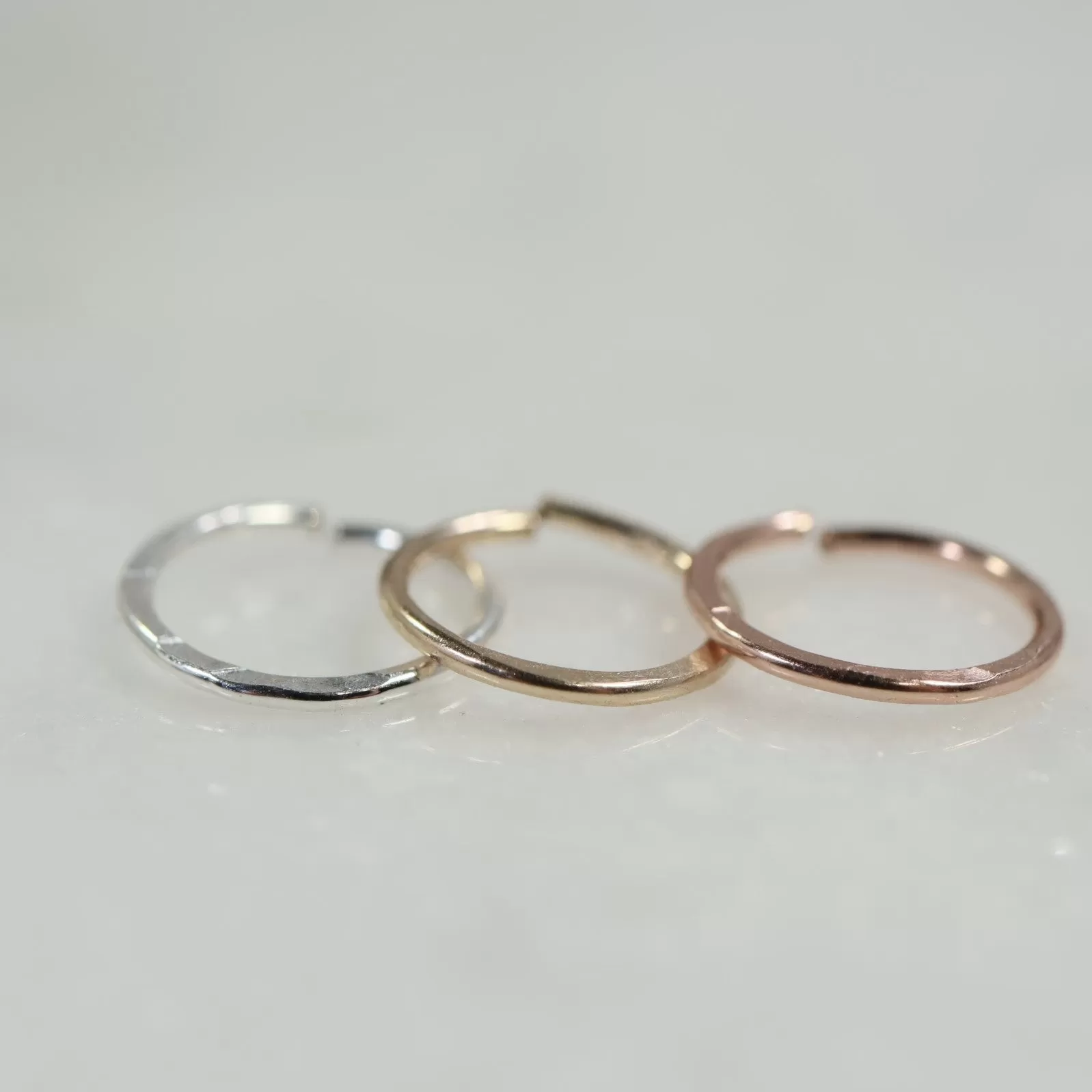 Nose Ring Endless Hammered - Choose Your Metal, Choose Your Size