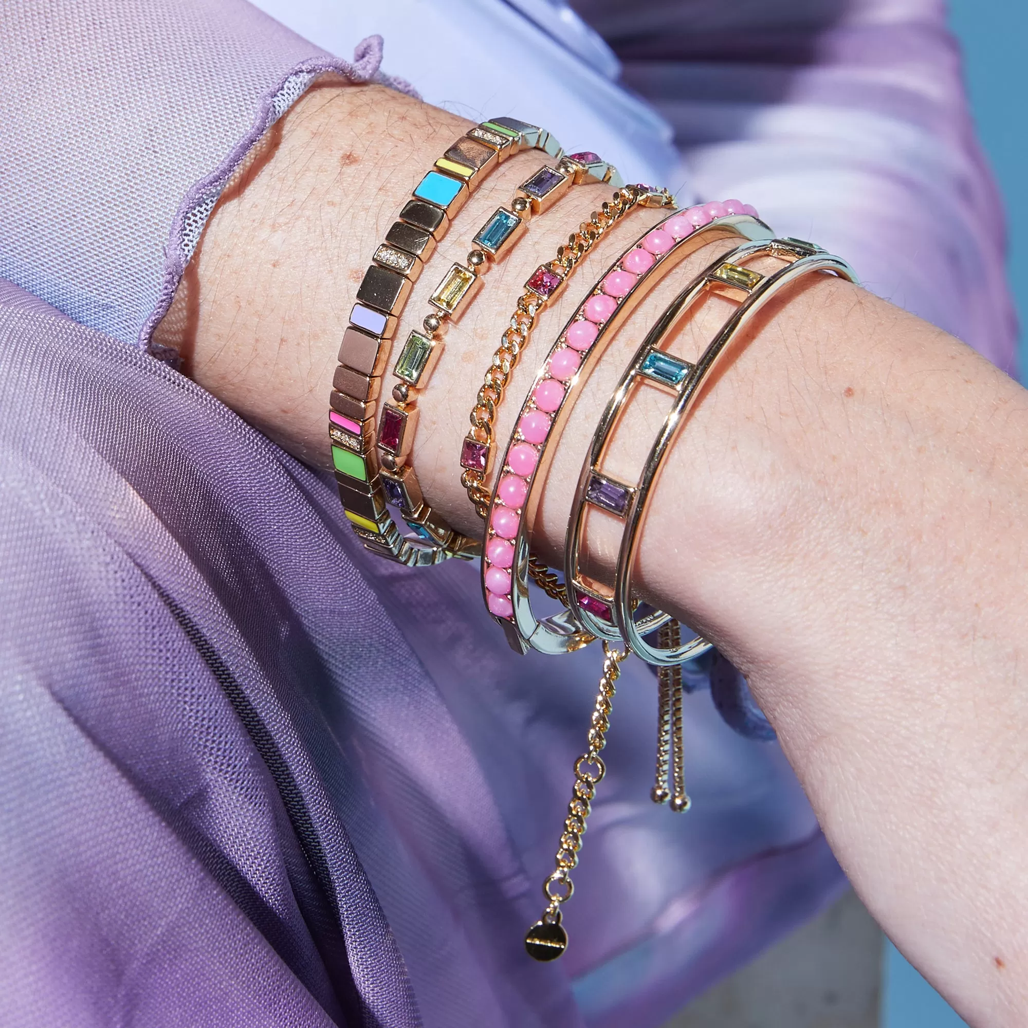 Nostalgia Colorful Crystal Bolo Bracelet