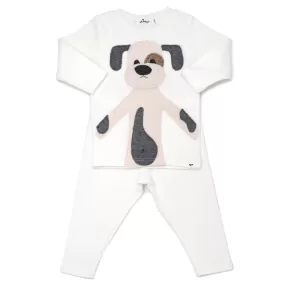 oh baby! Two Piece Set Large Vanilla Puppy Applique - Cream