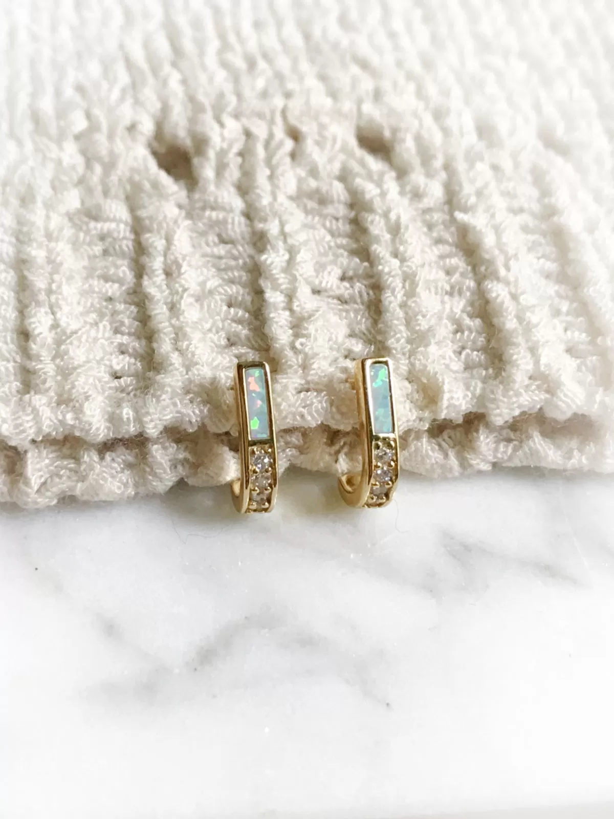 Opal & CZ J-Curve Posts