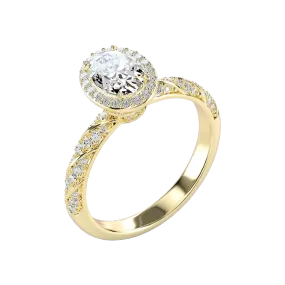 Oval Cut Halo Diamond Rope Engagement ring