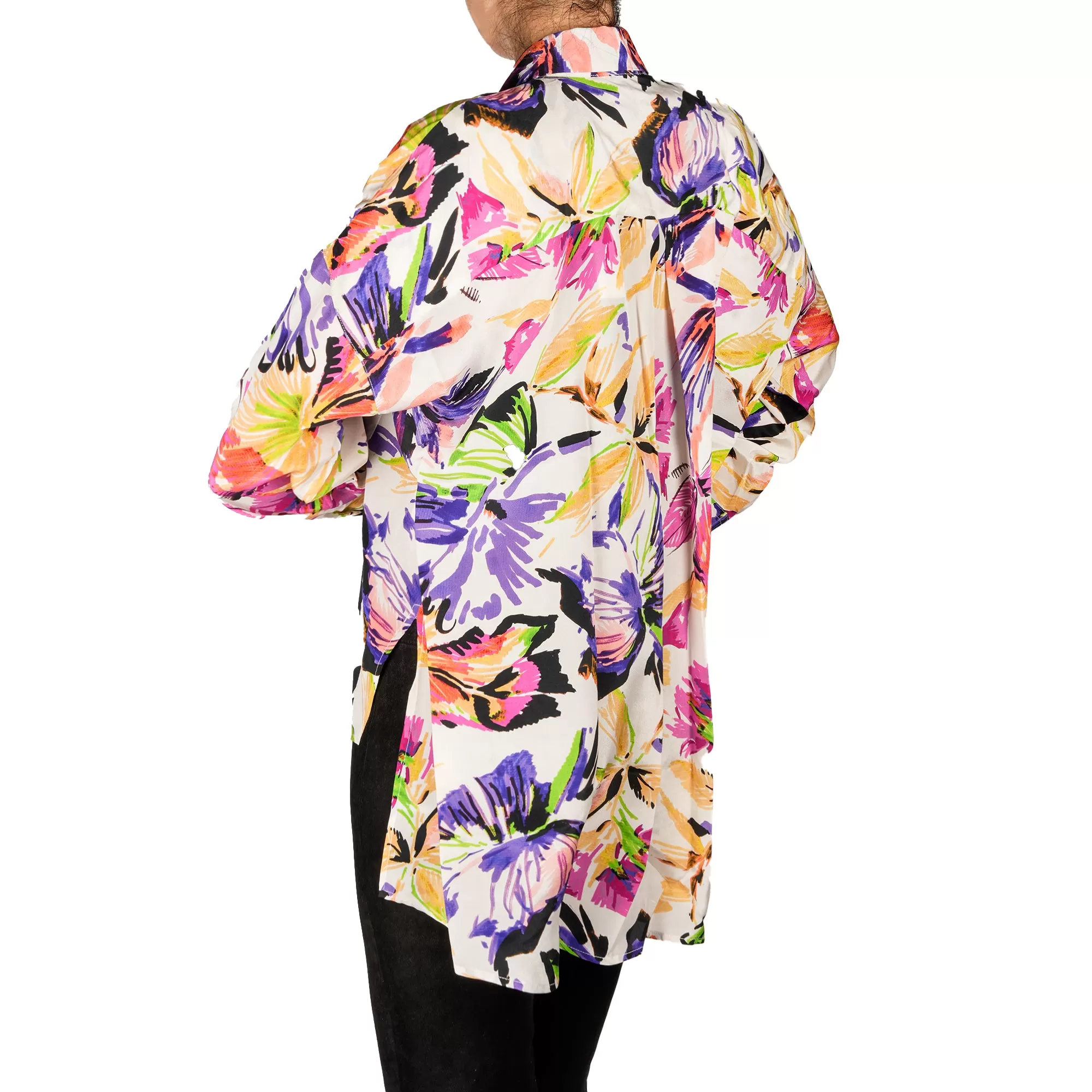 Printed Silk Shirt Purple