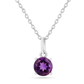 Purple Amethyst Solitaire Necklace