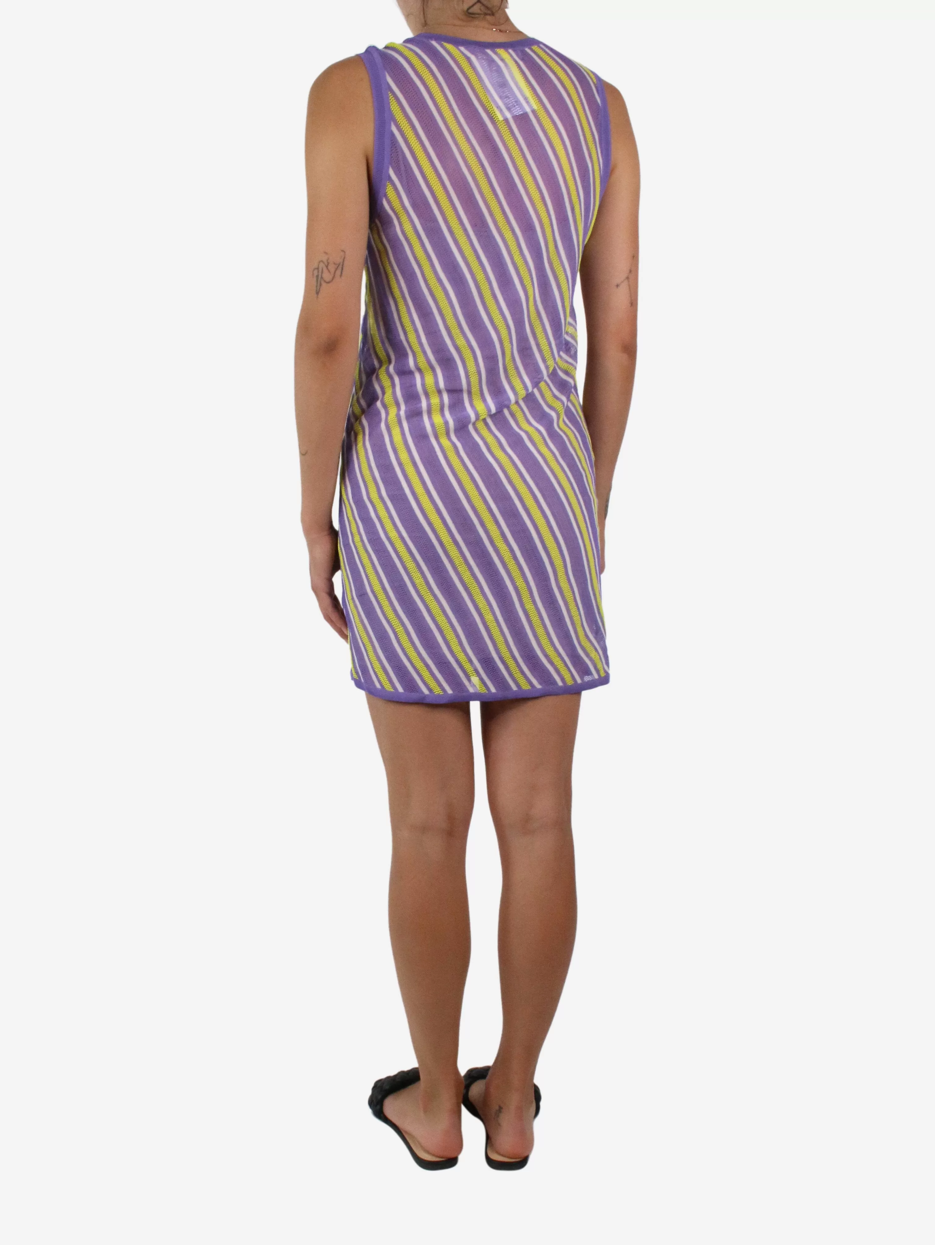 Purple sleeveless striped dress - size S