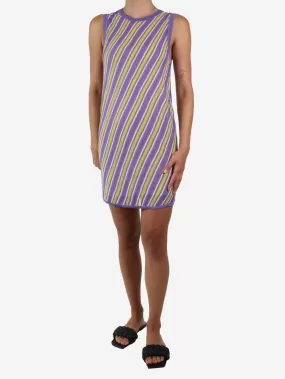 Purple sleeveless striped dress - size S