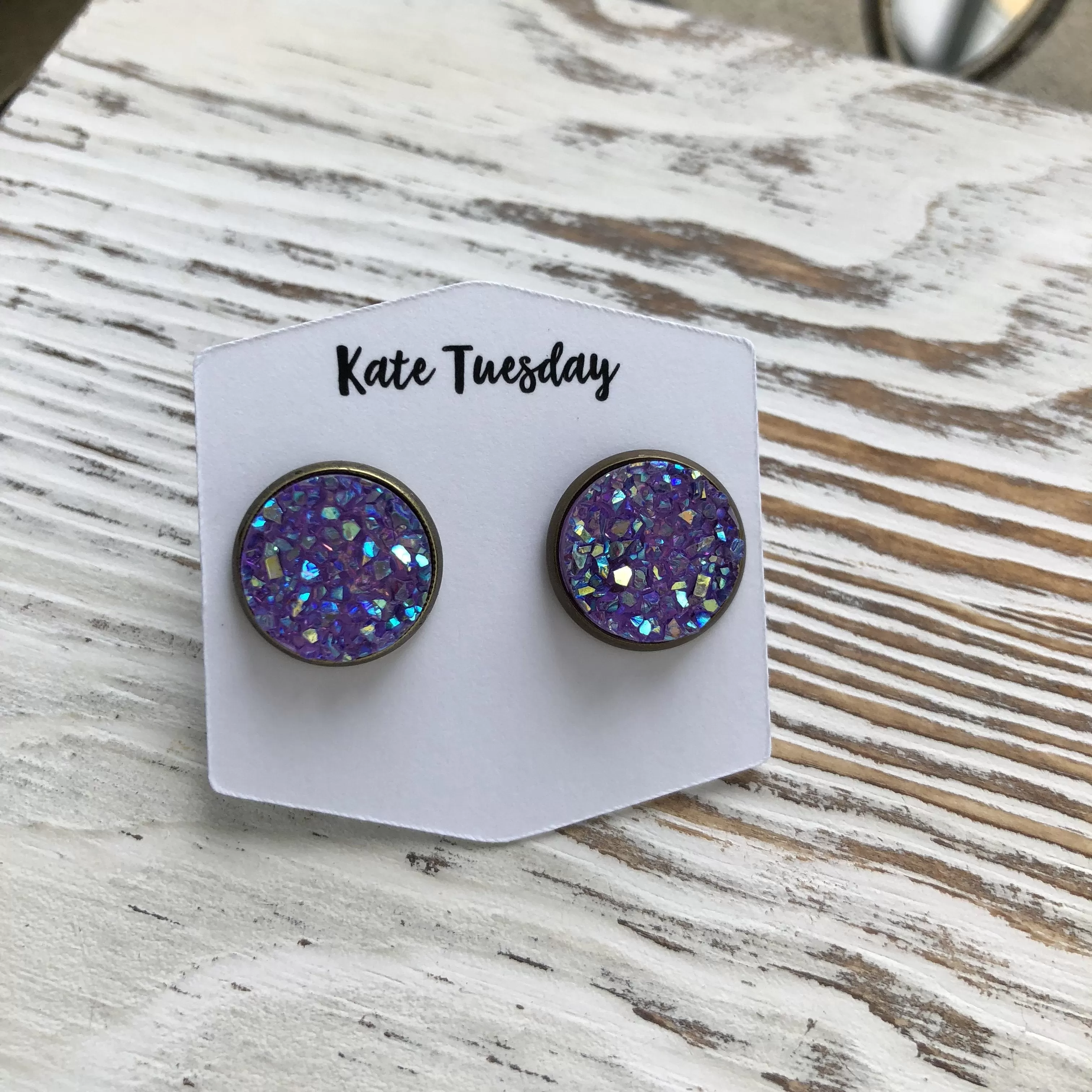 Purple Sparkle Druzy Earrings