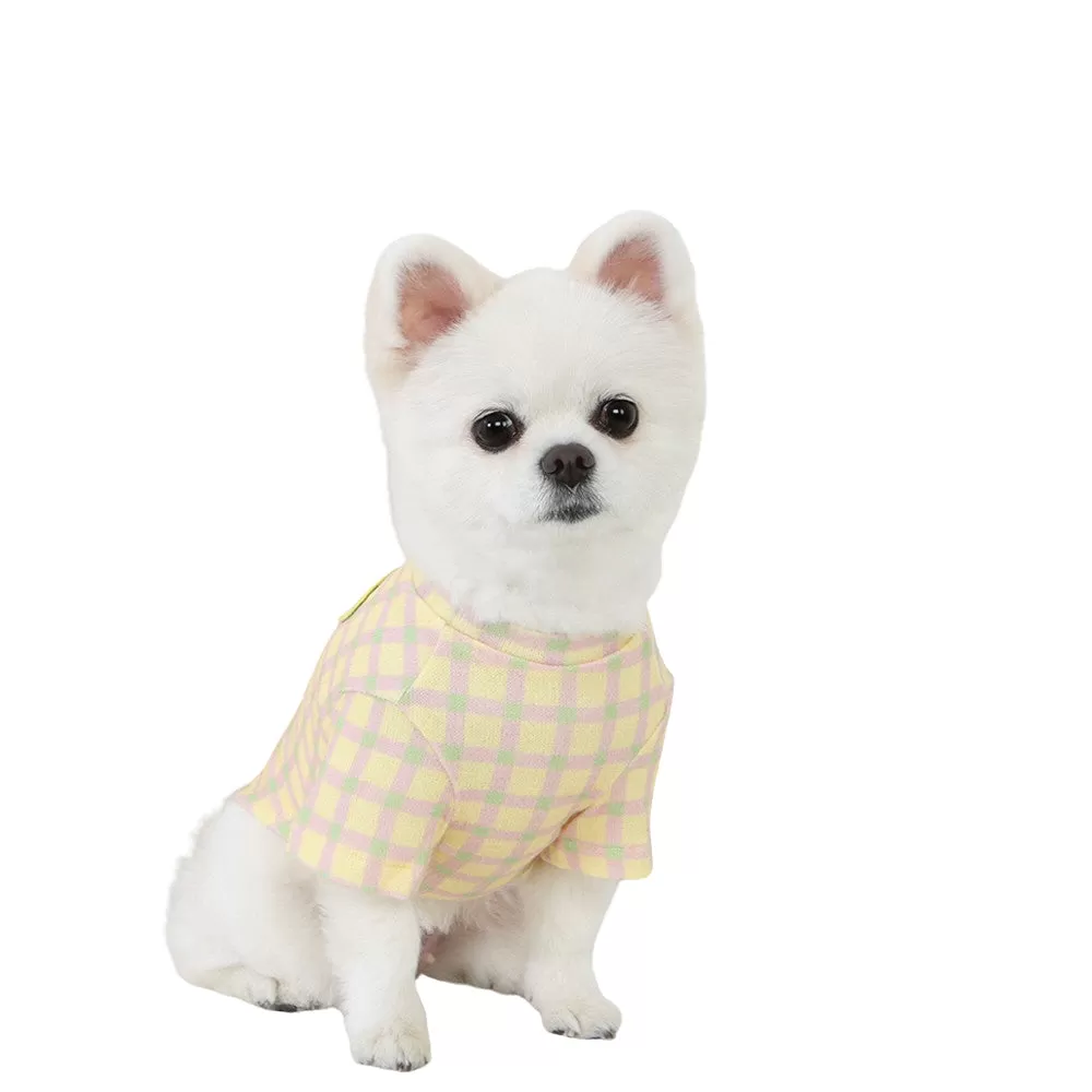 R logo Dogs Clothes Checked patterned Casual Cute Comfortable Clothing Sweaters Korean Designers Apparel Outfits Pastel Colours Pets Knit Banding