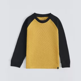 Raglan Waffle Knit Kids Mustard/Black