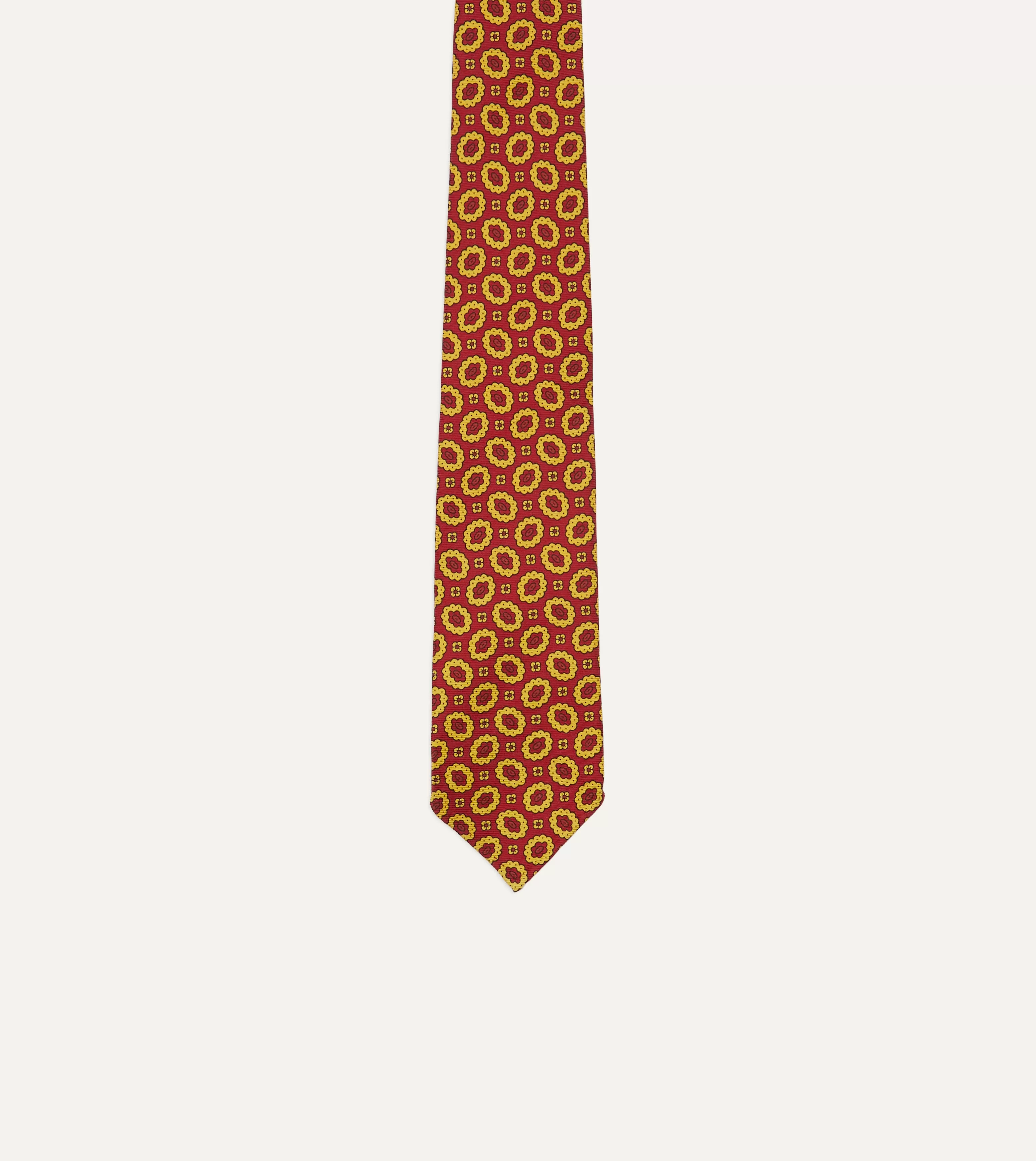 Red Flower Print 40oz Madder Silk Tipped Tie