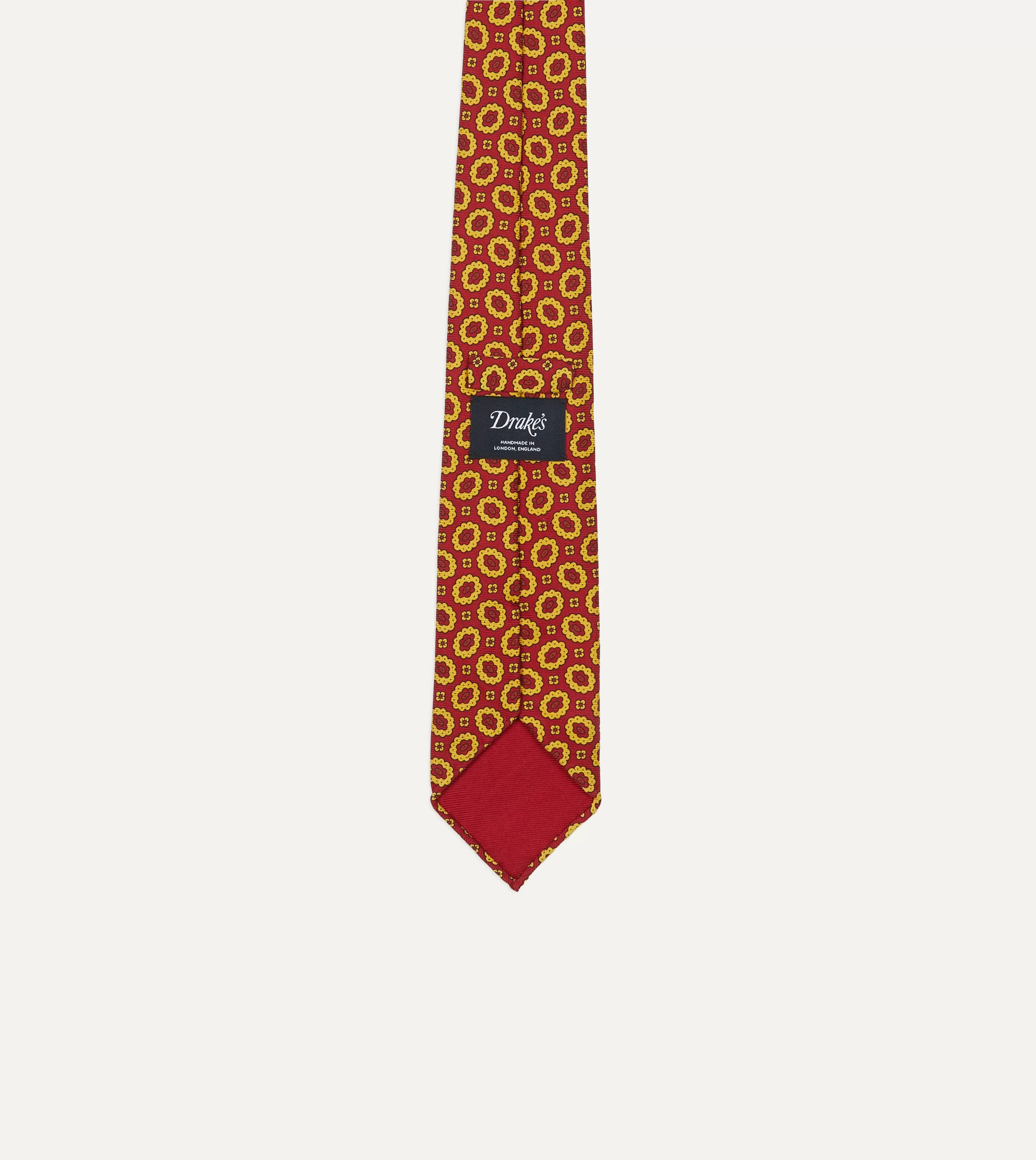 Red Flower Print 40oz Madder Silk Tipped Tie