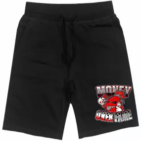 RED MOF : Black Cotton Terry Fleece Shorts