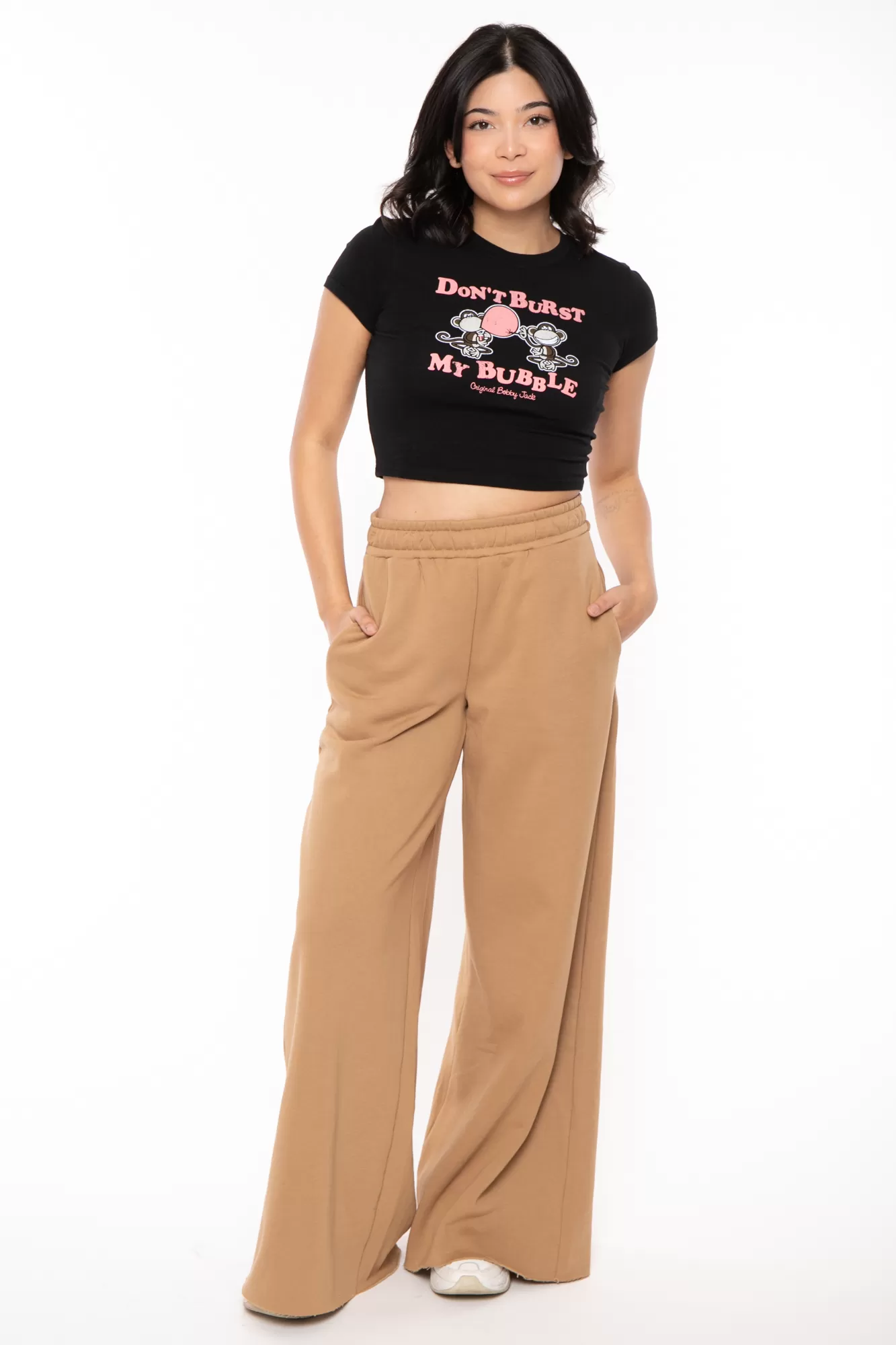 Rhinestone Bootie - Bobby Jack Wide Leg Sweats - Camel