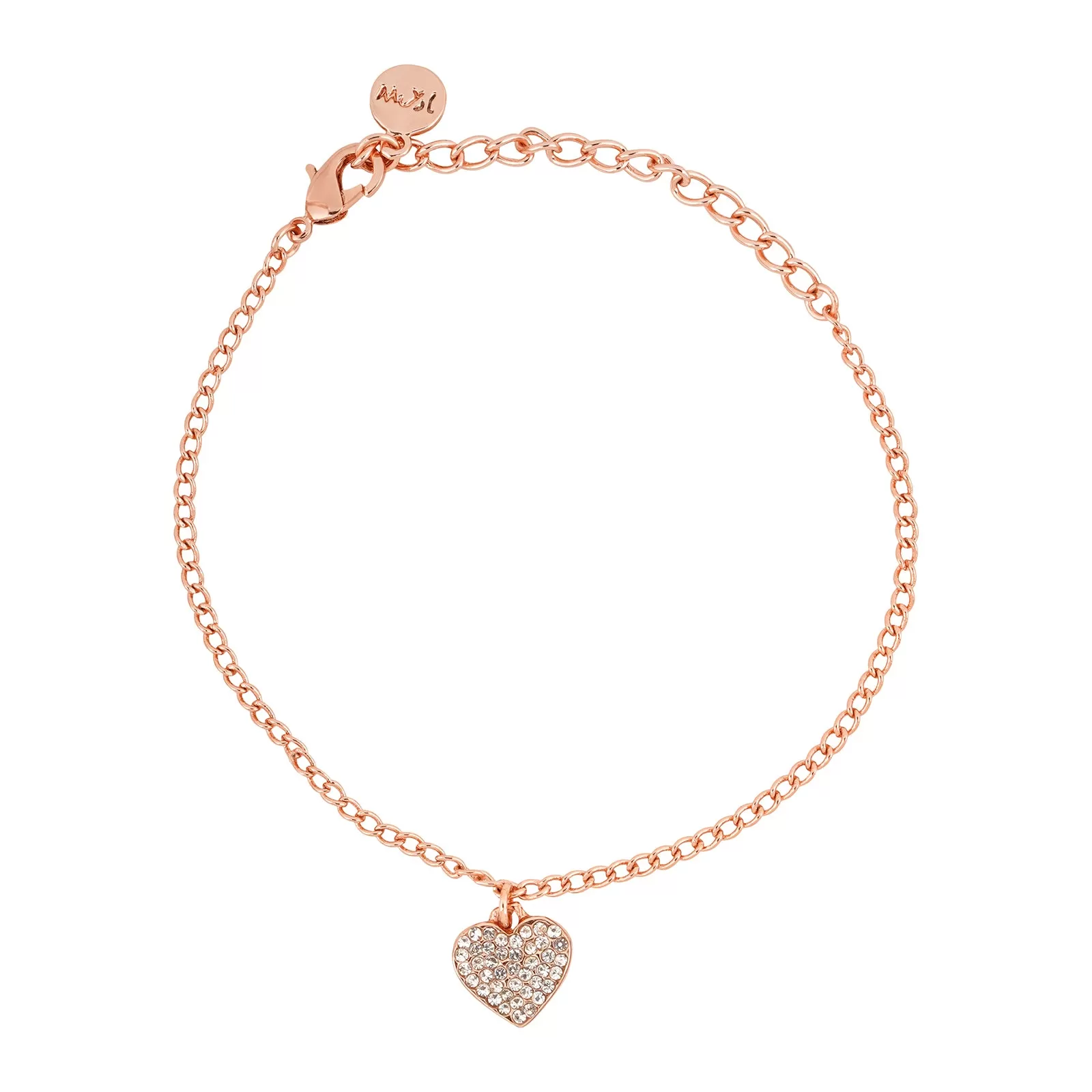 Rhinestone Heart Rosegold Charm Set