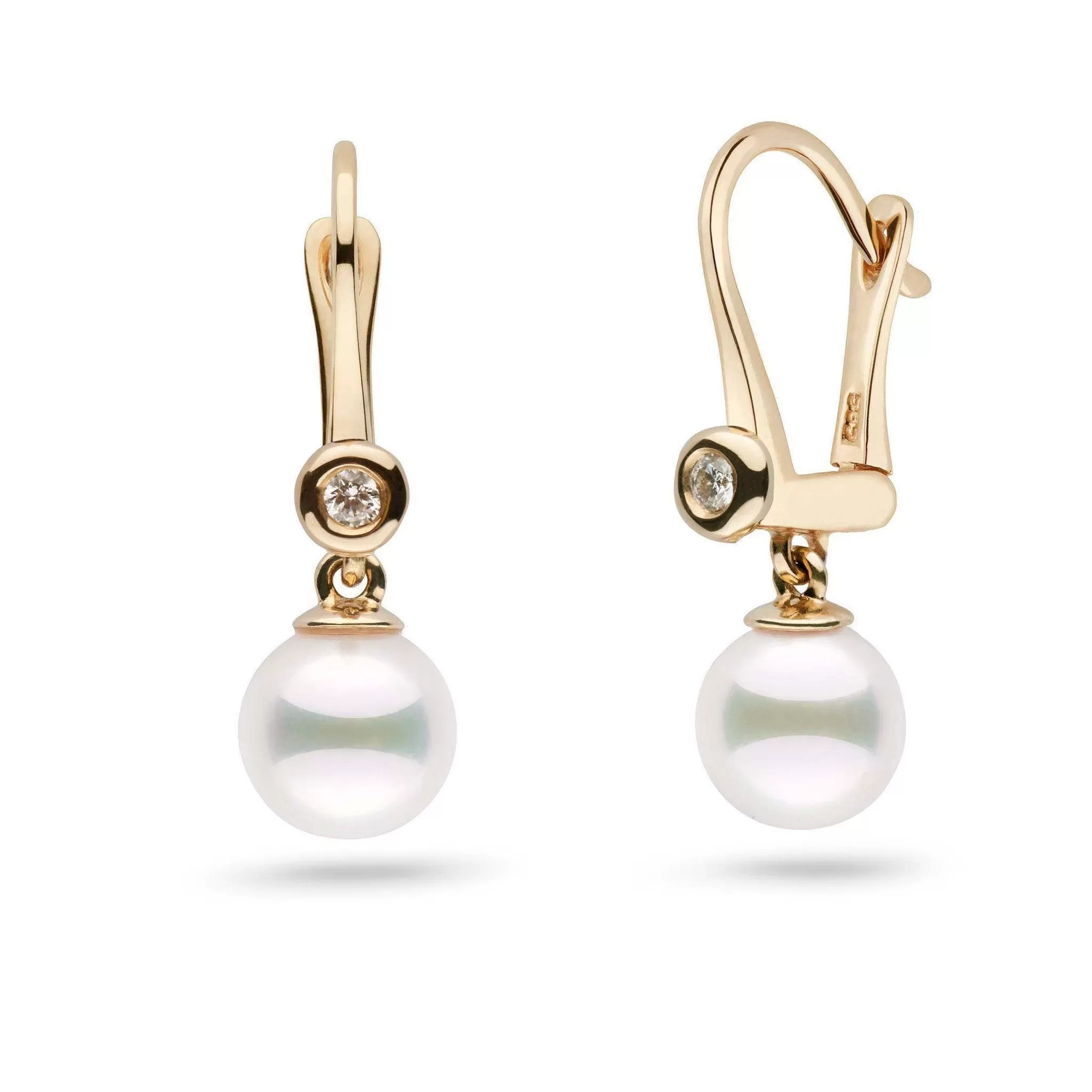 Romantic Collection Akoya 7.0-7.5 mm Pearl & Diamond Dangle Earrings