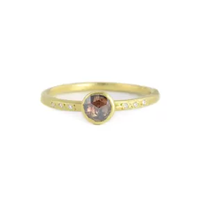 Round Champagne Diamond Chloe Setting in 18kt gold Ring by Sarah Mcguire