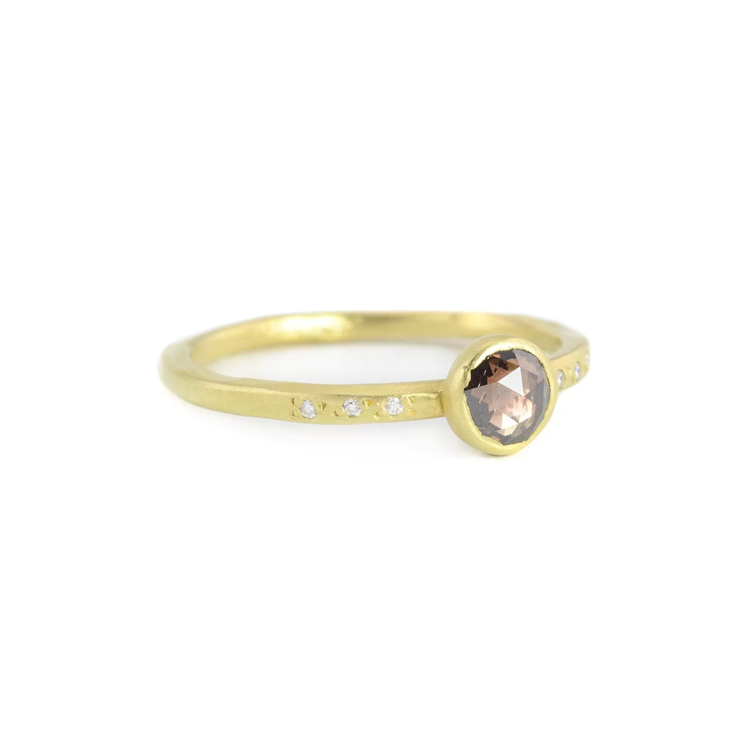 Round Champagne Diamond Chloe Setting in 18kt gold Ring by Sarah Mcguire