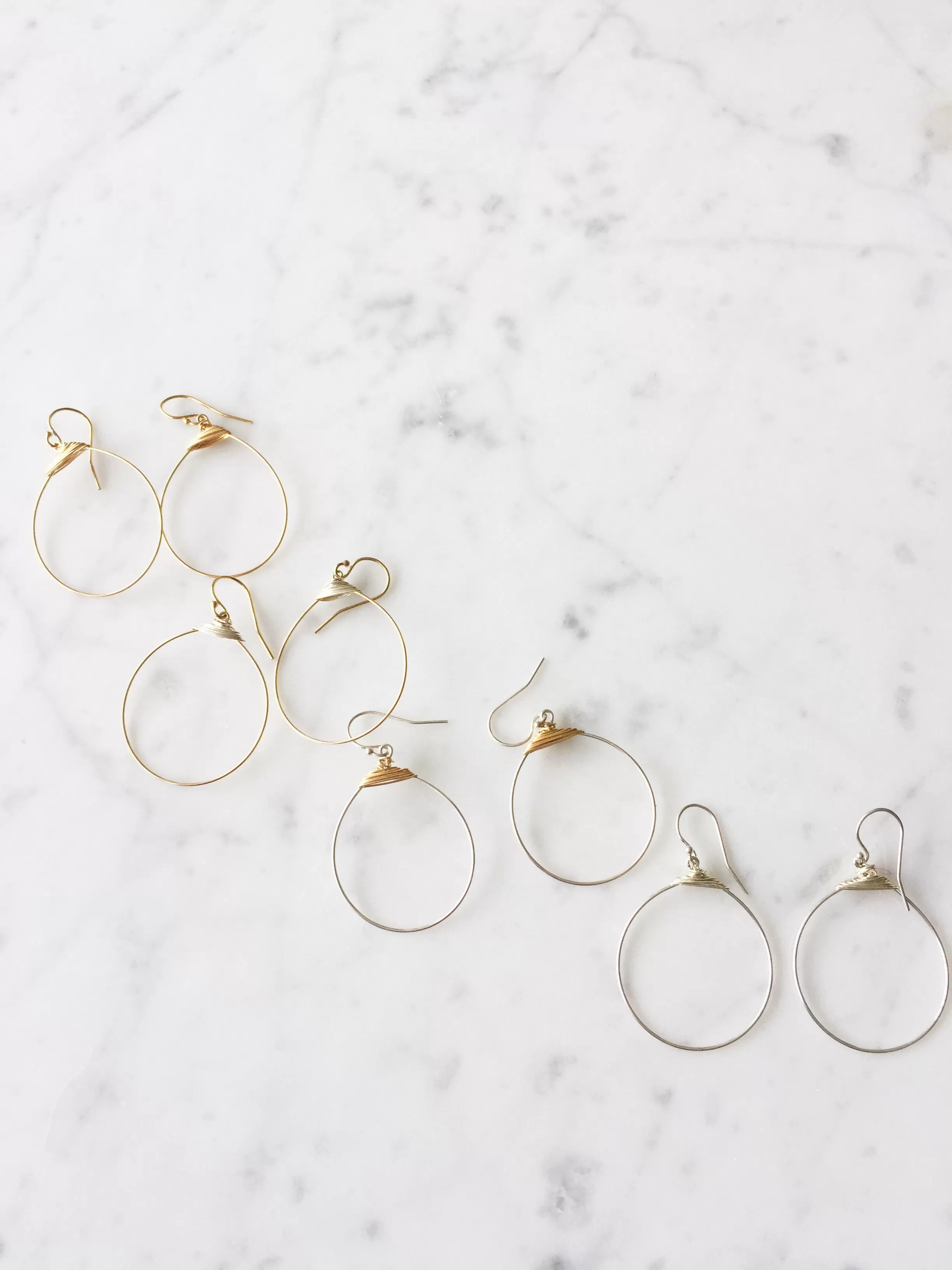 Small Featherweight Hoop Earring in Gold with Silver Wrap