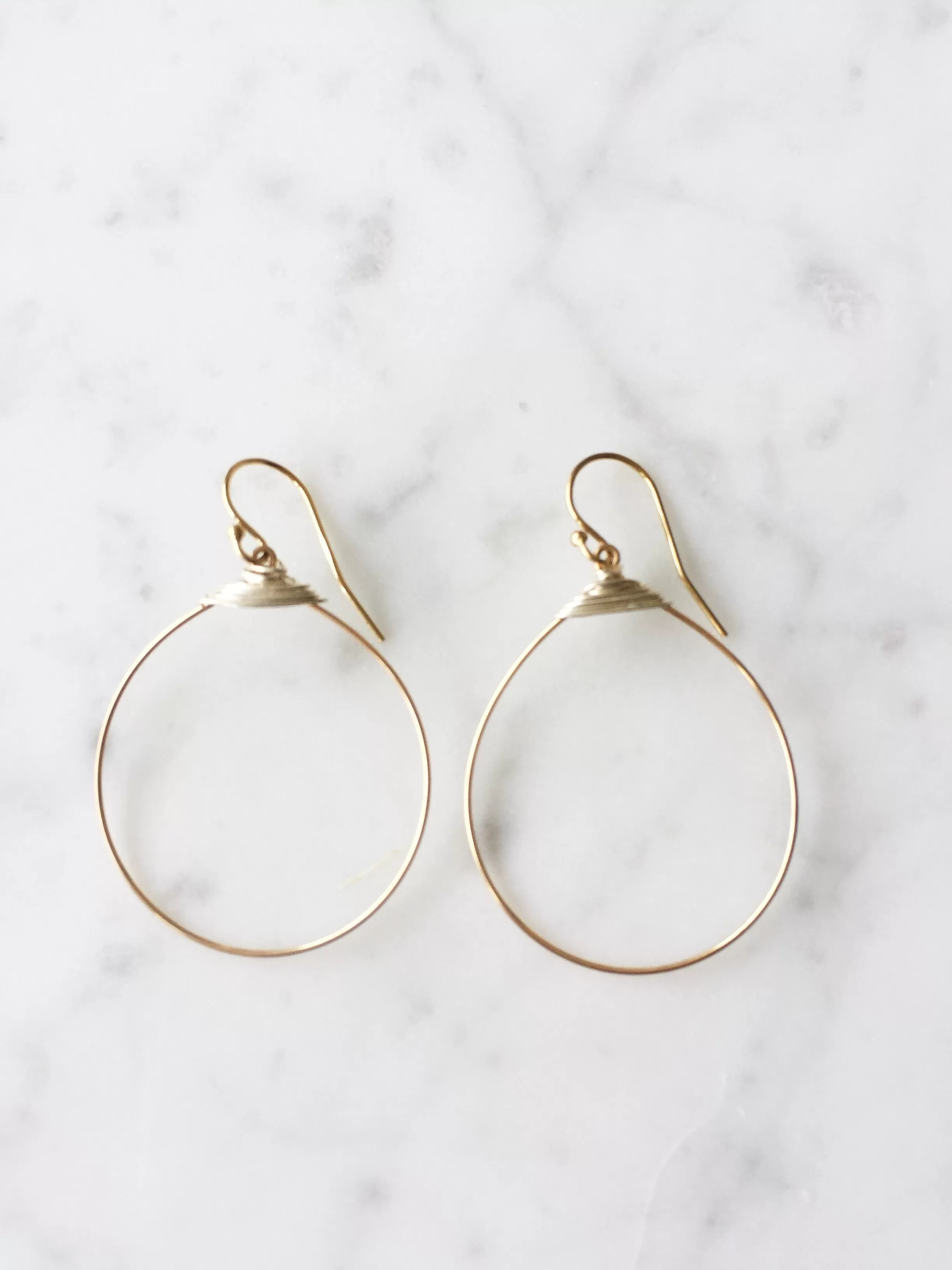 Small Featherweight Hoop Earring in Gold with Silver Wrap