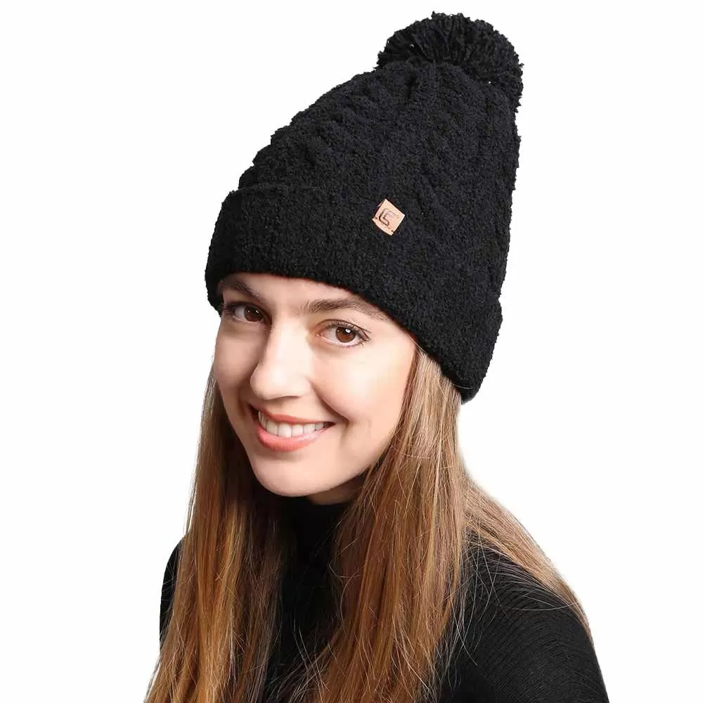 Solid Color Pom Pom Beanie Hats