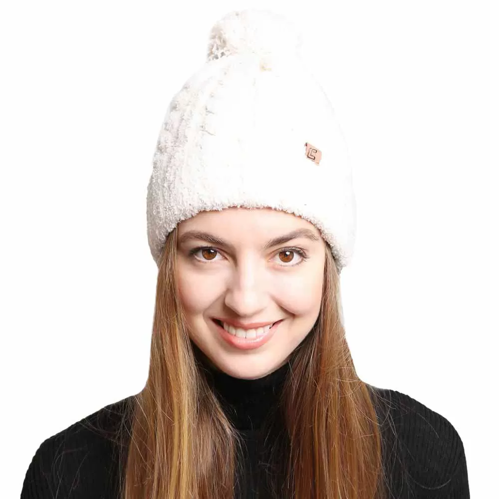 Solid Color Pom Pom Beanie Hats