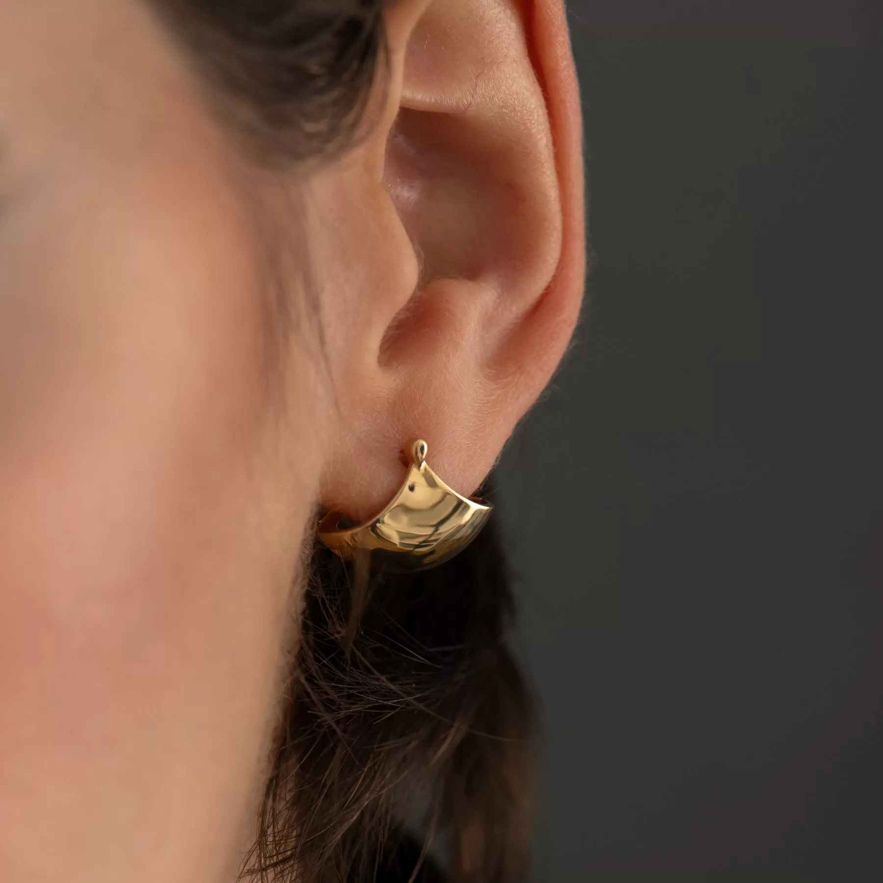 Solid Gold Huggie Fan Earrings