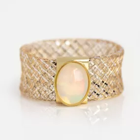 Solid Gold Mesh Gemstone Ring