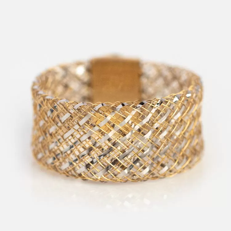 Solid Gold Mesh Gemstone Ring