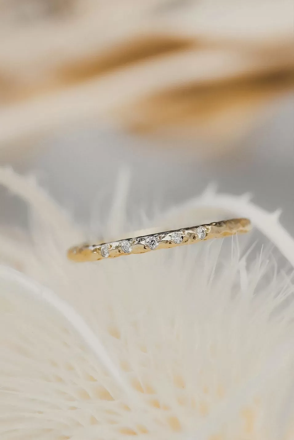 Solid Gold Textured Diamond Band