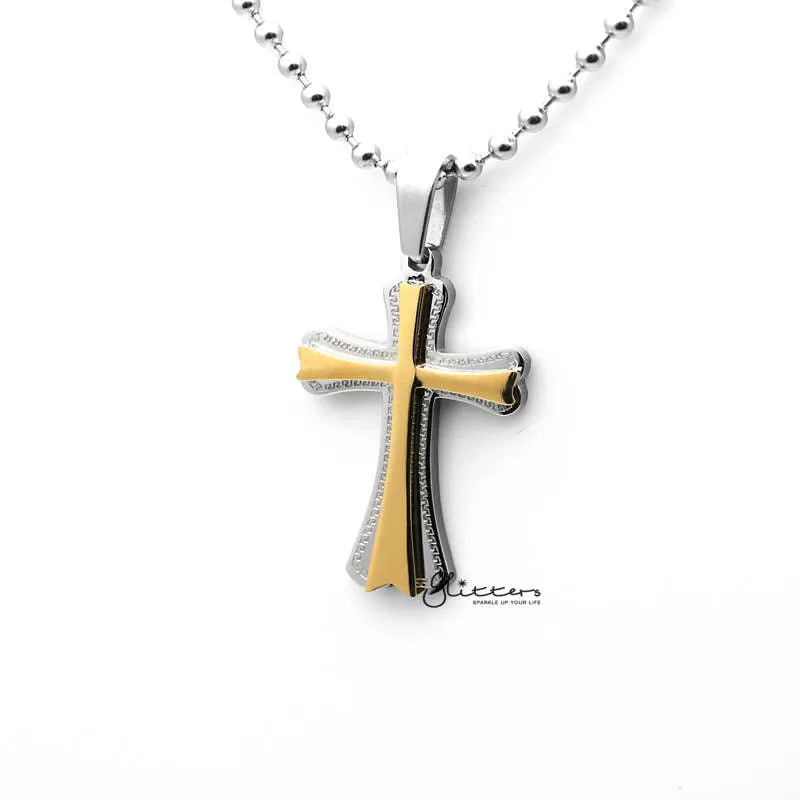 Stainless Steel Double Layer Cross Pendant