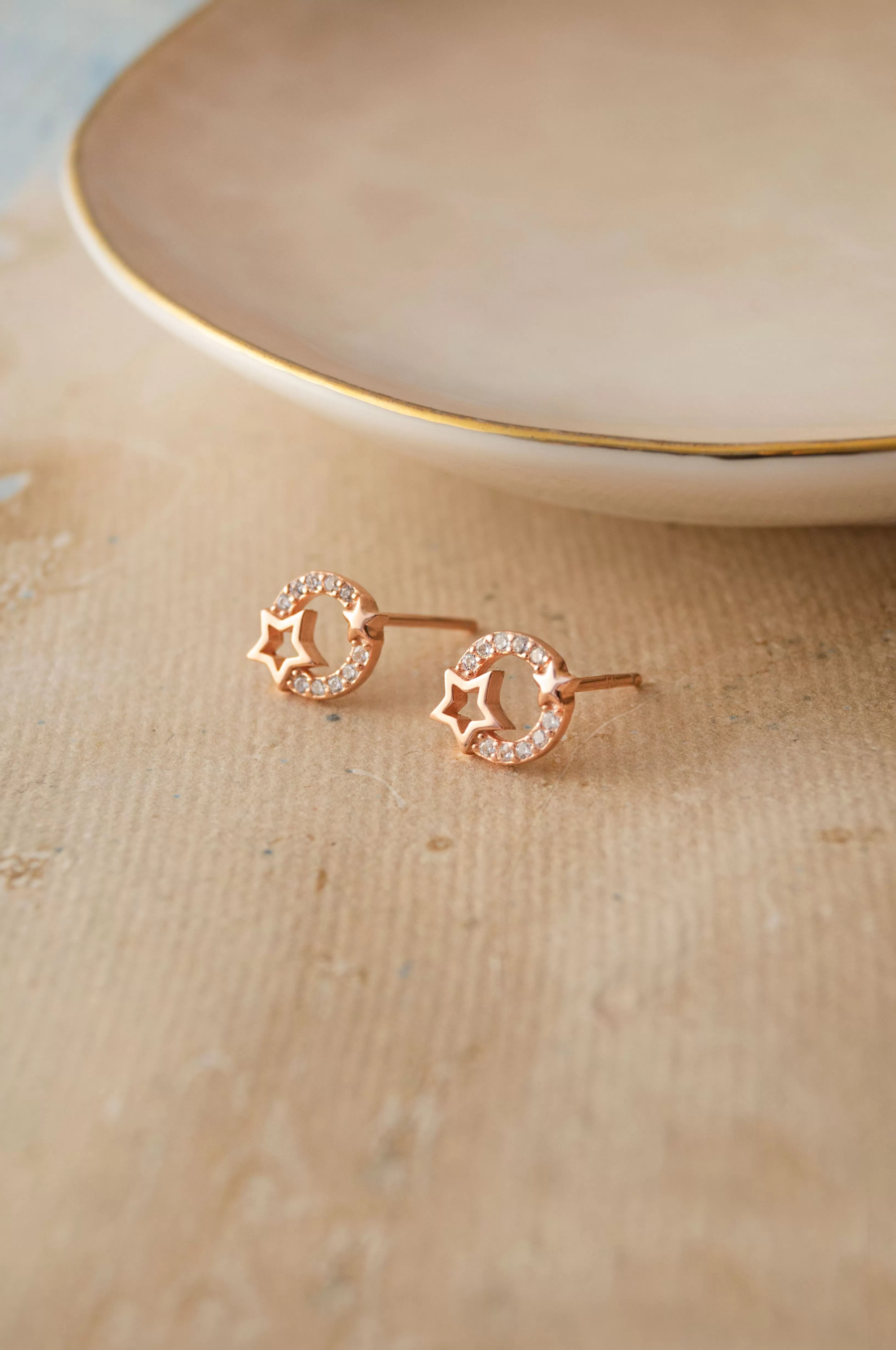 Star Orbit Rose Gold Plated Sterling SIlver Pendant Set